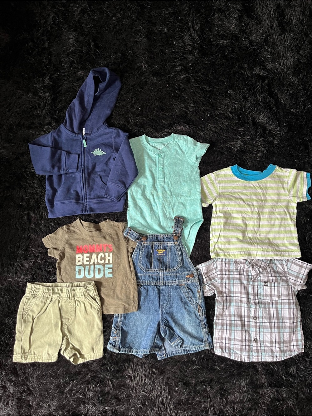 COTTON 12 Months Boy BLUE DINOSAUR 7 Piece Bundle